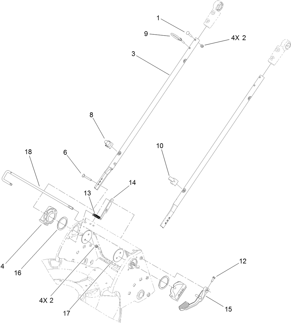 Lower Handle Assembly Diagram and Parts List for 10998 (312000001-312999999)(2012) Lawn Boy Lawn Mower